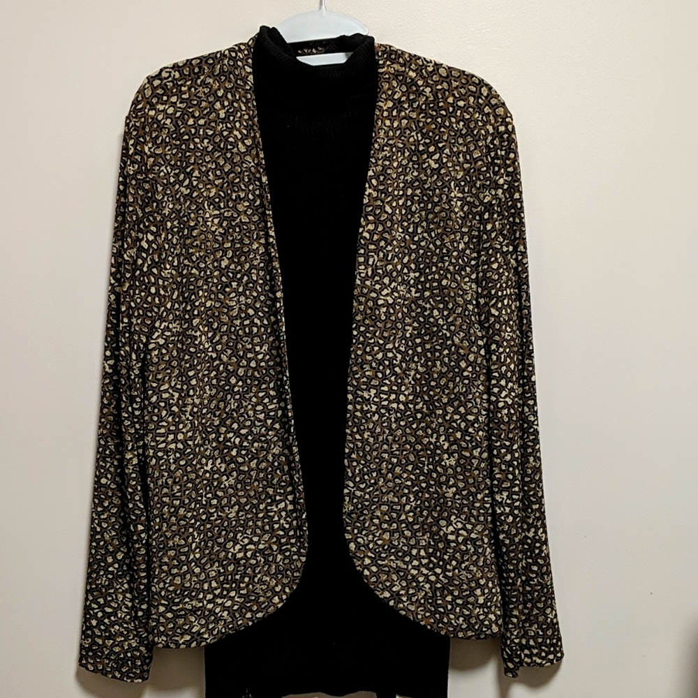 Chico's animal print open cardigan